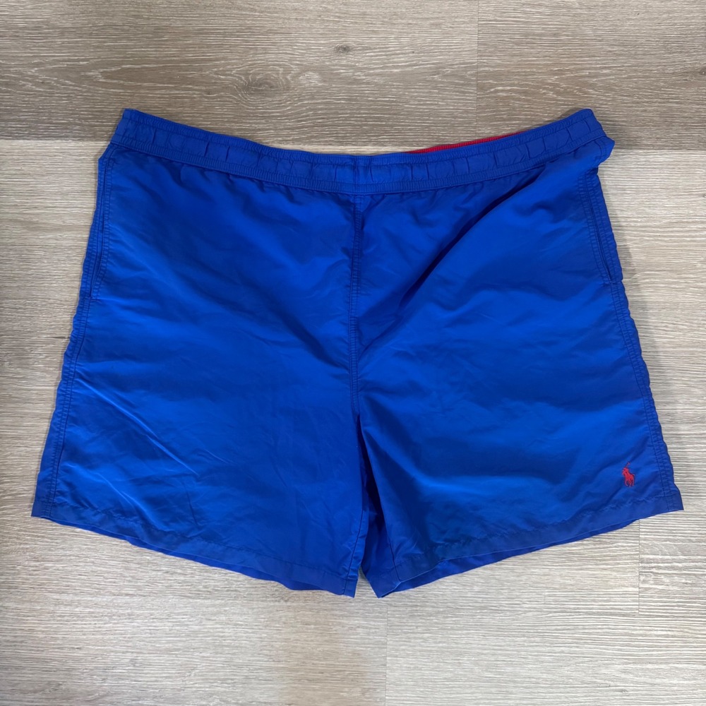 Polo Ralph Lauren Swim Trunks Mens 2XB Blue Red Pony Embroidered Mesh Lined‎